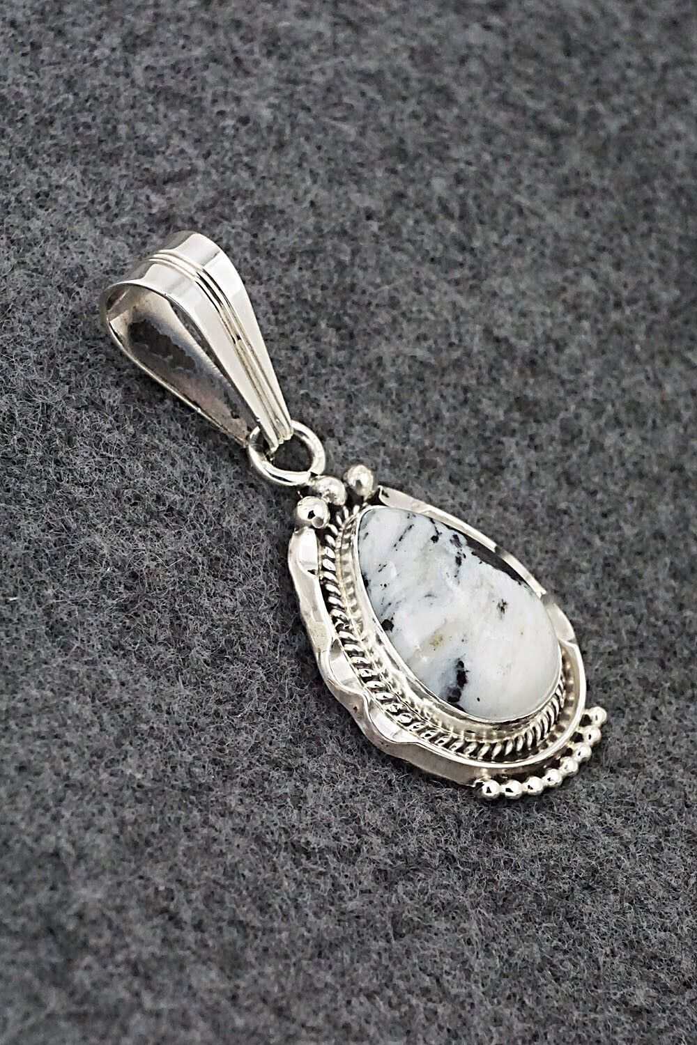 White Buffalo & Sterling Silver Pendant - Samuel Yellowhair