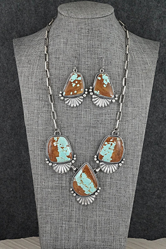 Turquoise & Sterling Silver Necklace and Earrings Set - Paul Livingston