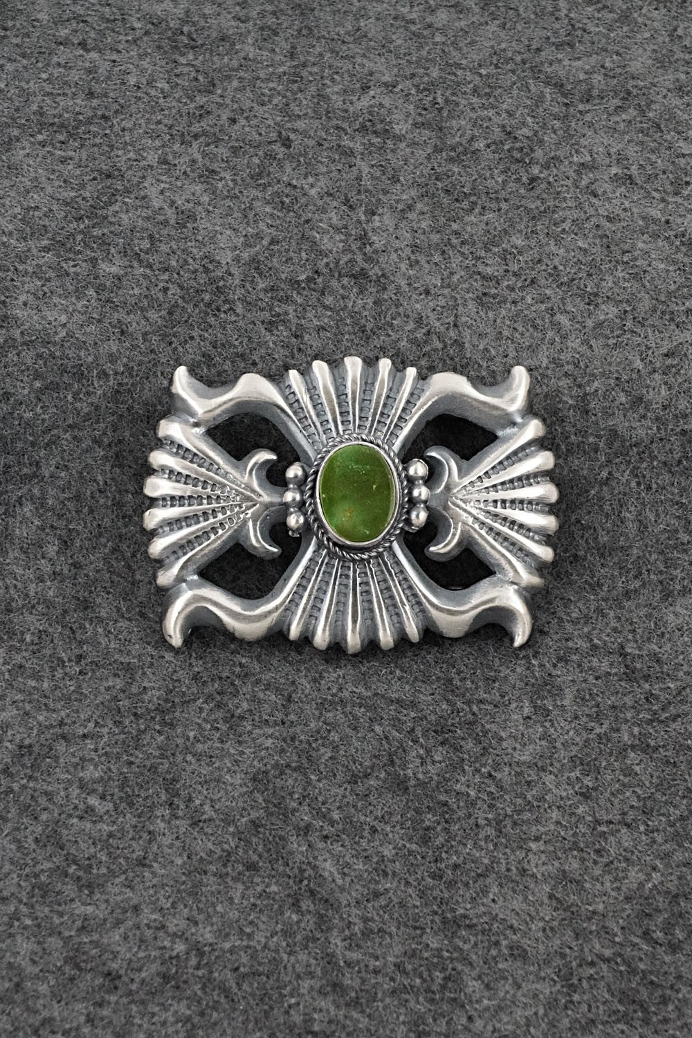 Turquoise & Sterling Silver Belt Buckle - Harrison Bitsue