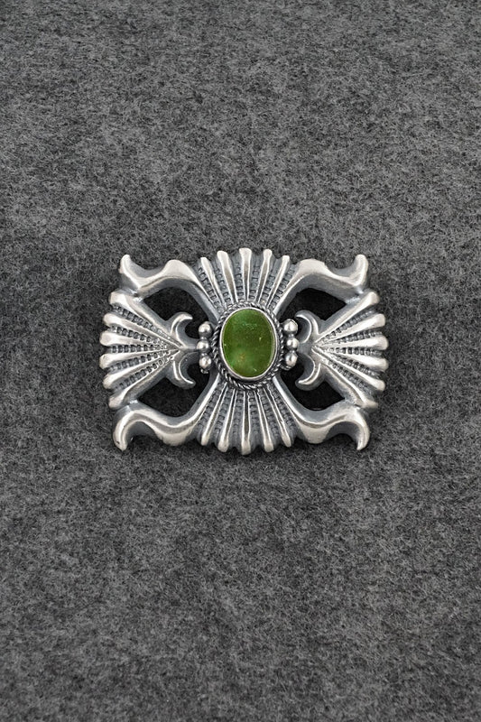 Turquoise & Sterling Silver Belt Buckle - Harrison Bitsue