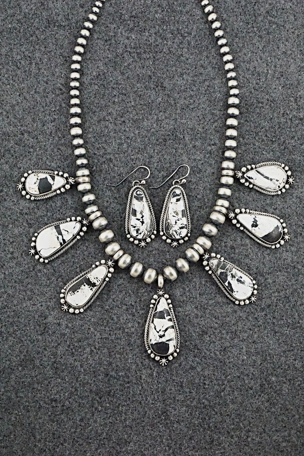 White Buffalo & Sterling Silver Necklace & Earrings Set - Diana Wylie