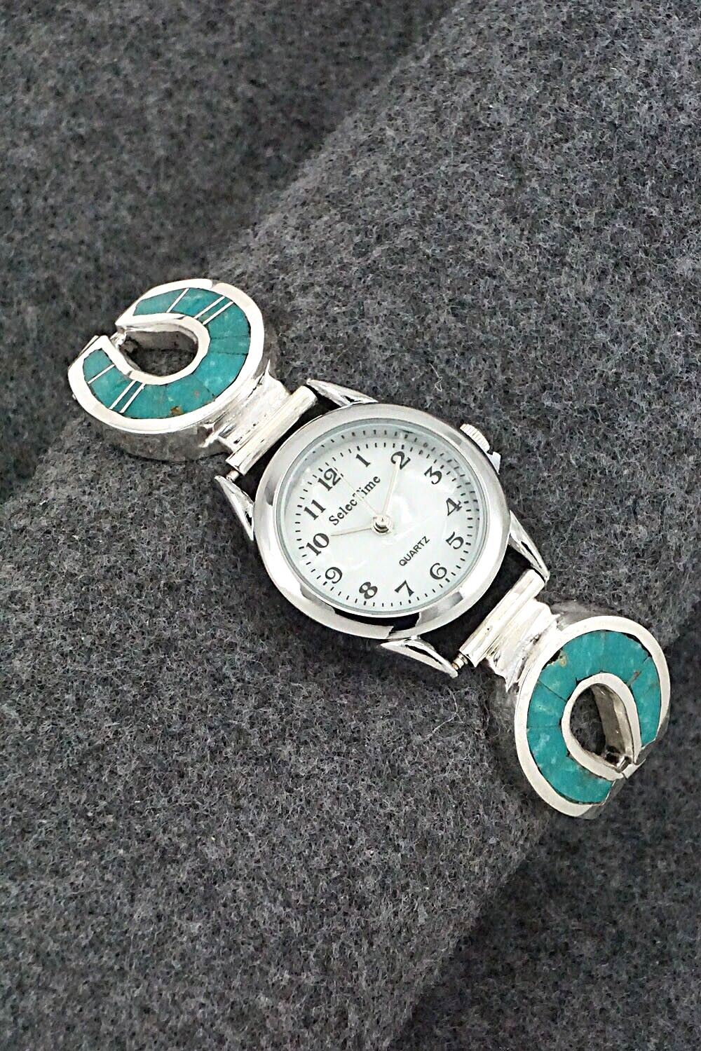 Turquoise & Sterling Silver Watch Bracelet - James Manygoats