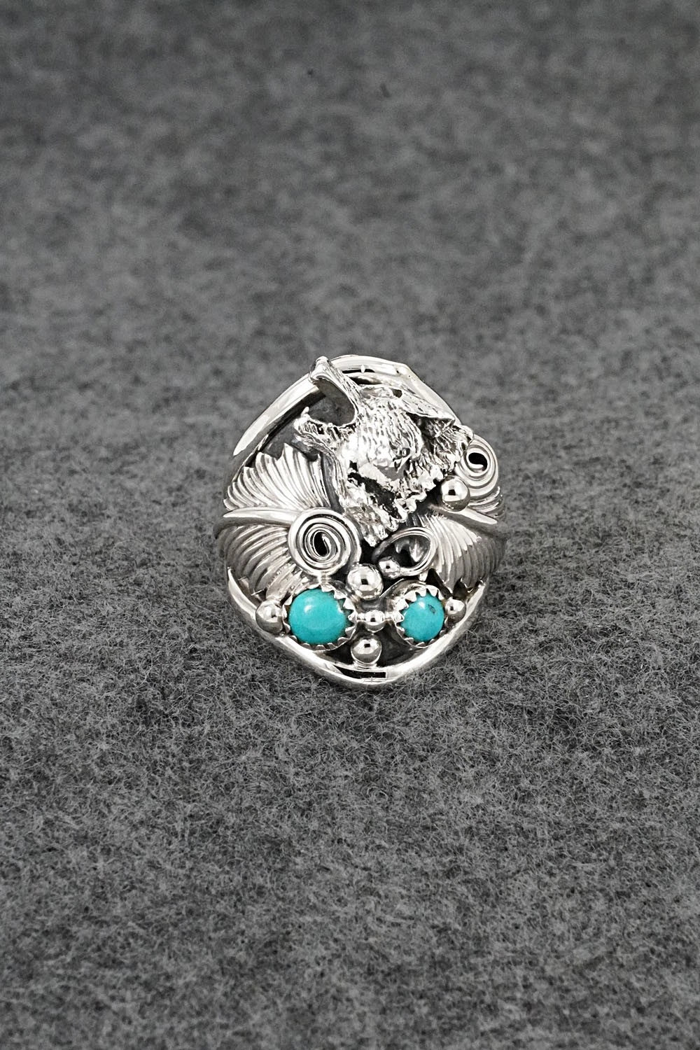Turquoise & Sterling Silver Ring - Darrell Morgan - Size 10