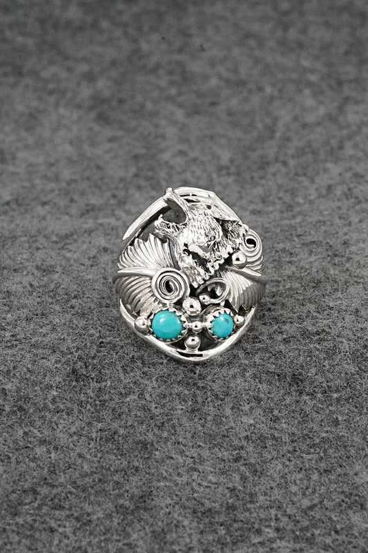 Turquoise & Sterling Silver Ring - Darrell Morgan - Size 10
