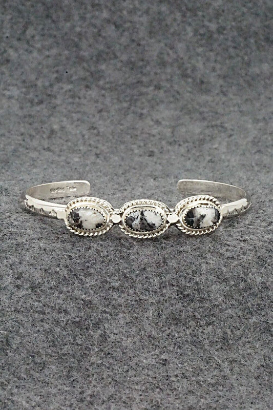 White Buffalo & Sterling Silver Bracelet - Elaine Tahe & Gilbert Smith