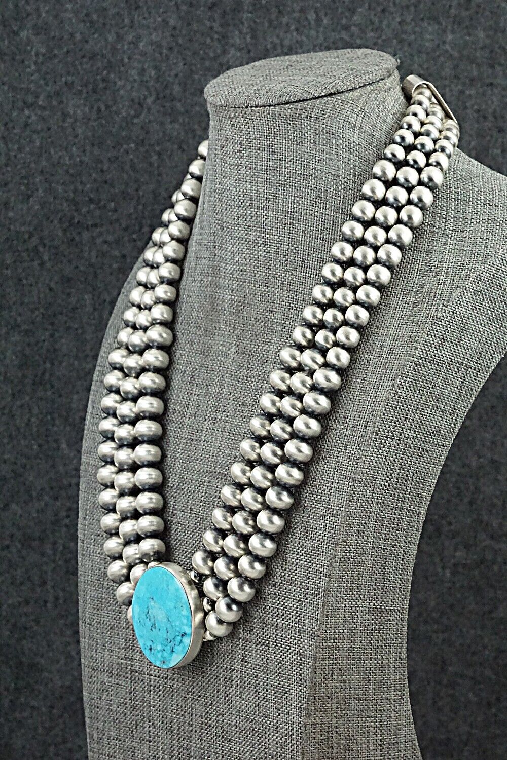 Turquoise & Navajo Pearl Sterling Silver Necklace - Alice Johnson