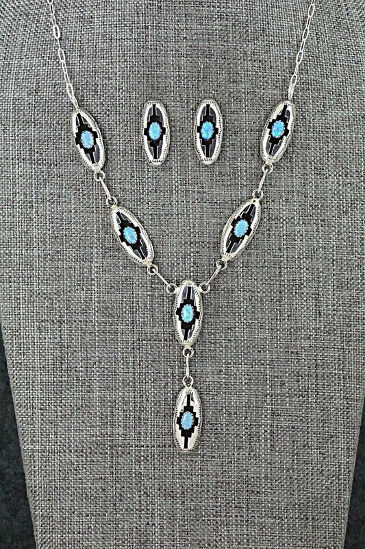 Opalite & Sterling Silver Necklace and Earrings Set - Felix Perry