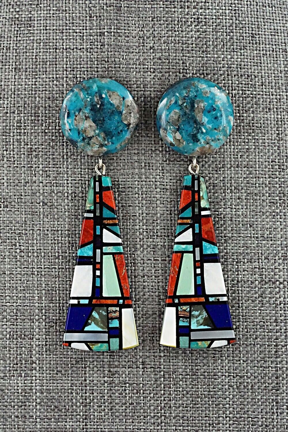 Multi Stone Inlay Earrings - Chris T. Nieto