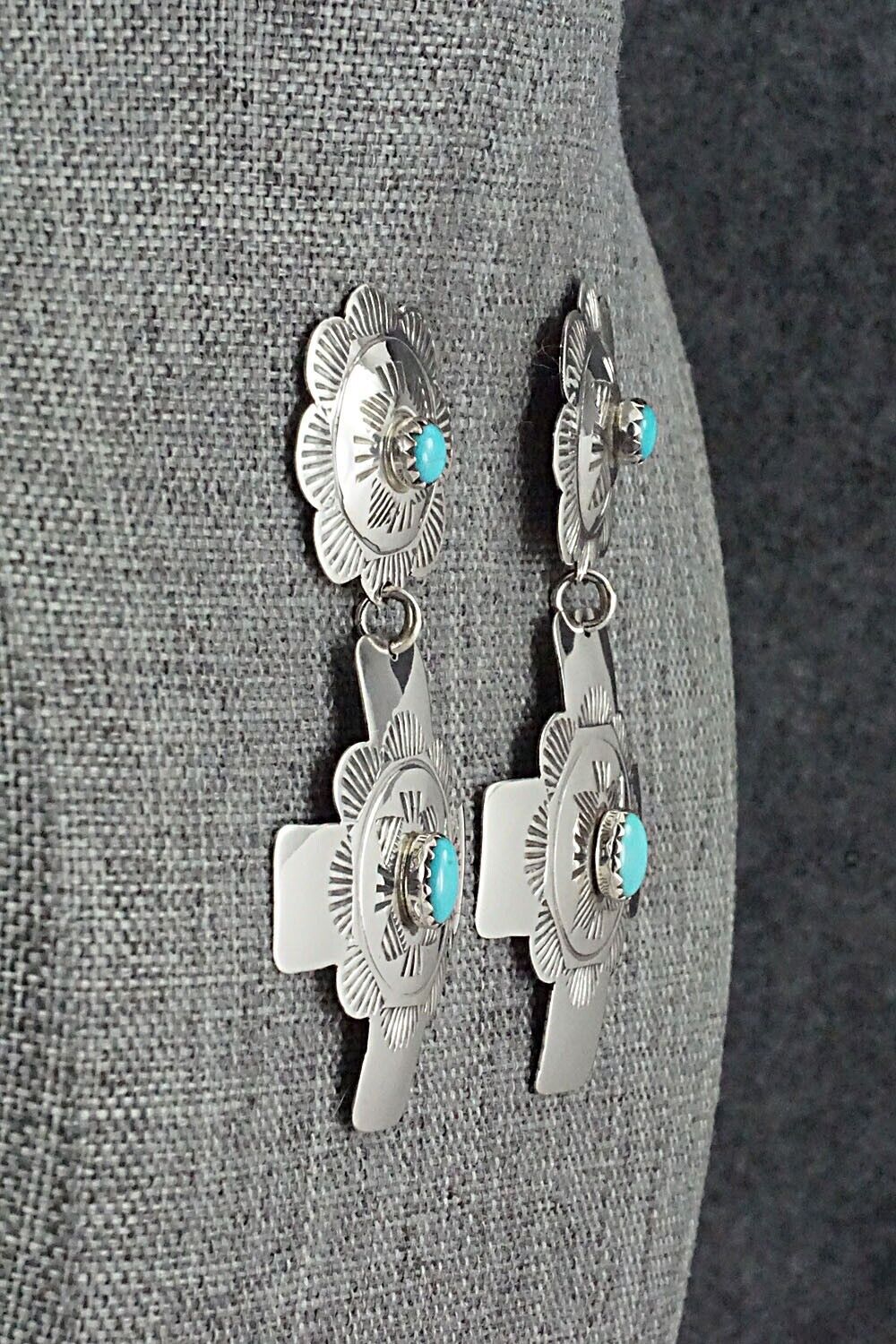 Turquoise and Sterling Silver Earrings - Bertha Begay