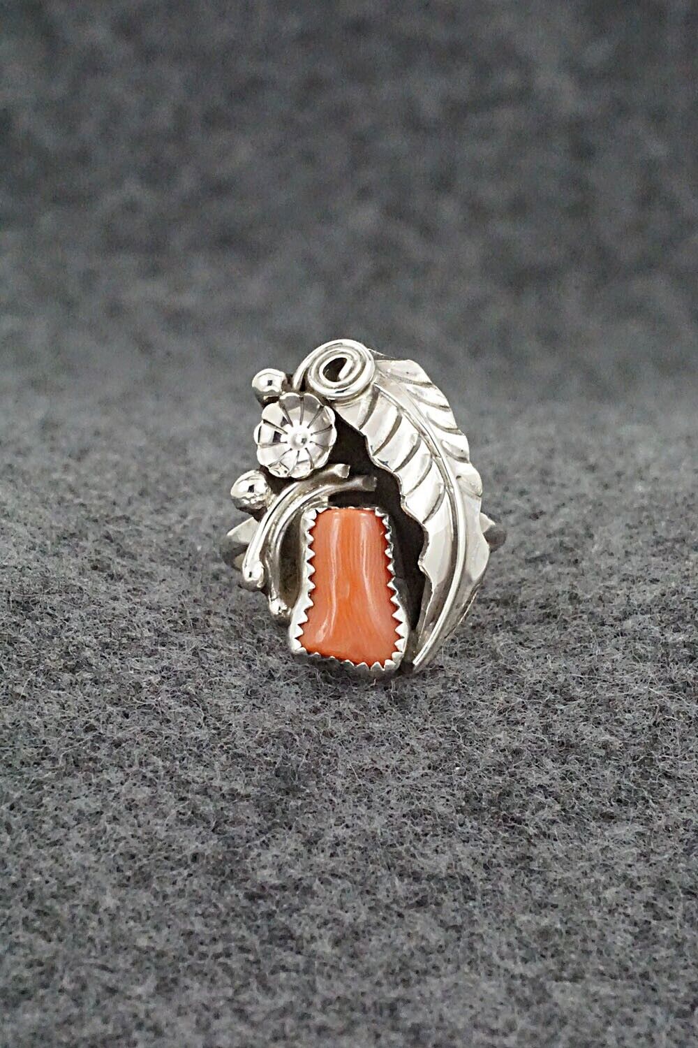 Coral & Sterling Silver Ring - Helena Martinez - Size 6.25