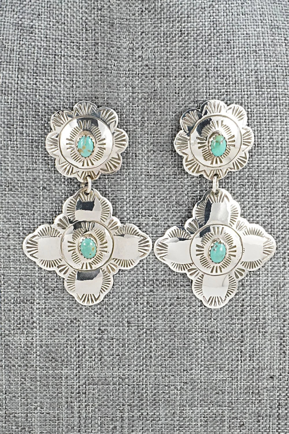 Turquoise & Sterling Silver Earrings - Bertha Begay