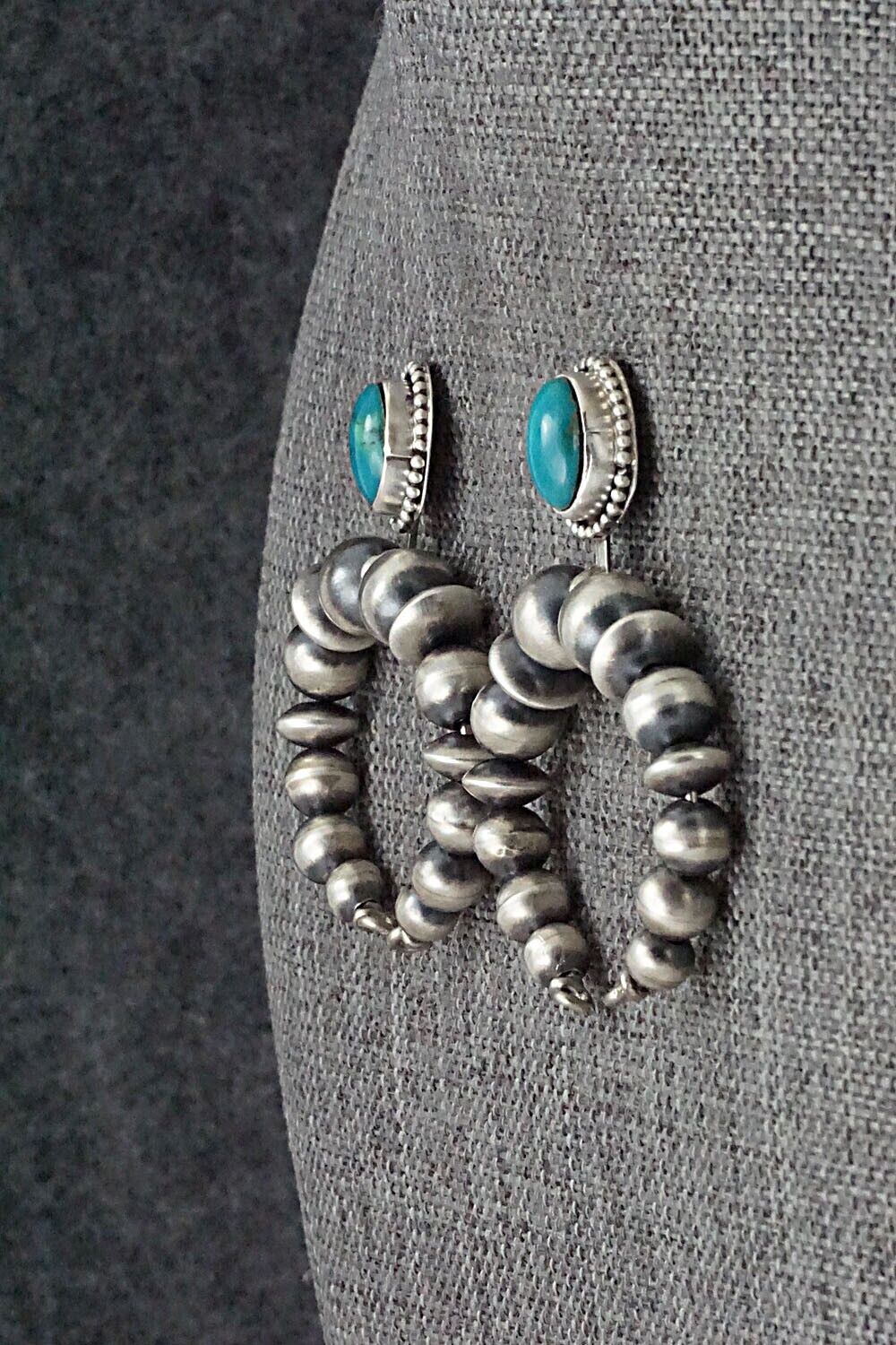 Turquoise & Sterling Silver Navajo Pearl Earrings - Grace Kenneth