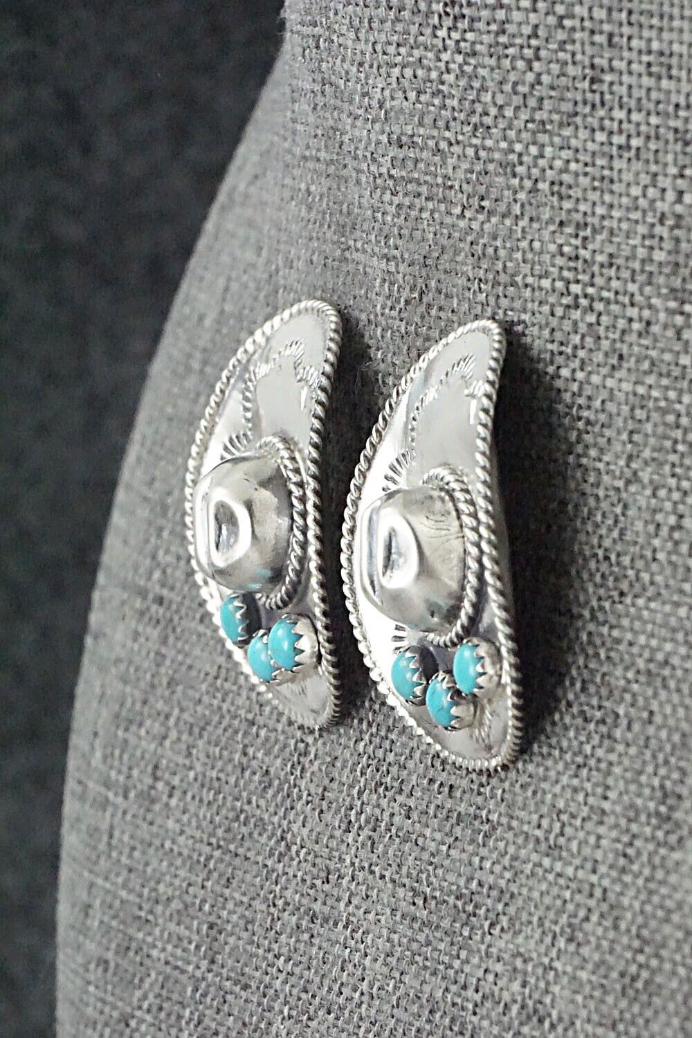Turquoise & Sterling Silver Earrings - Bobby Platero