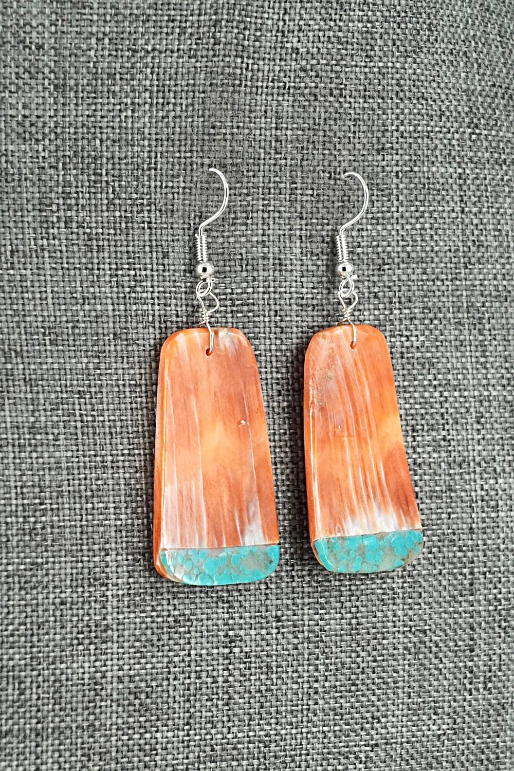 Spiny Oyster, Turquoise & Sterling Silver Earrings - Louise Pete