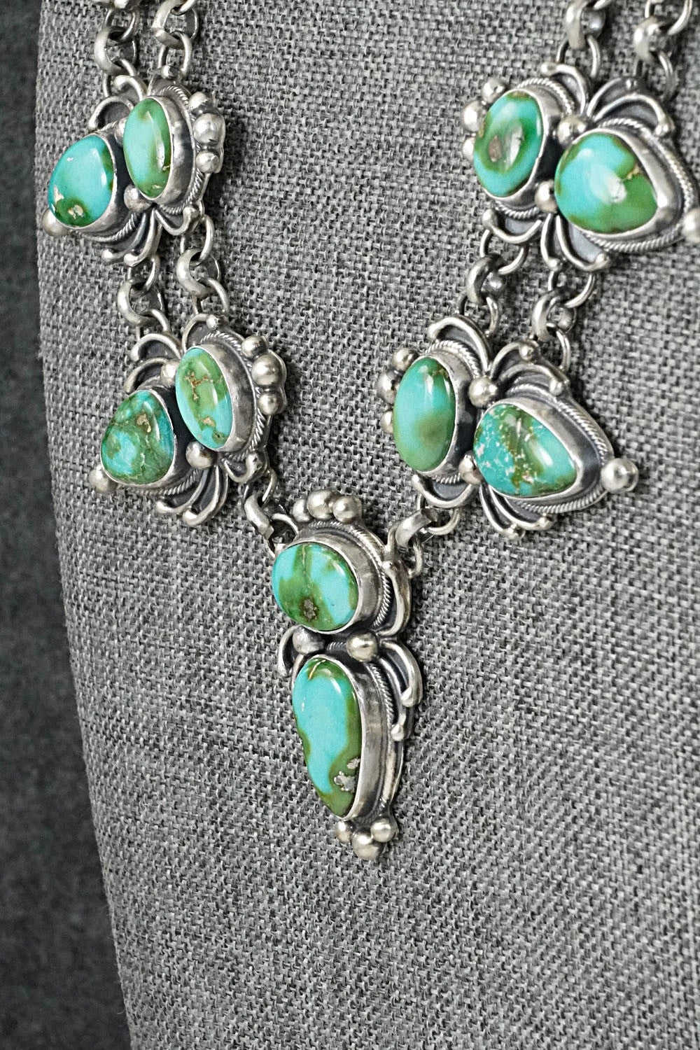 Turquoise & Sterling Silver Necklace and Earrings Set - Kathleen Livingston