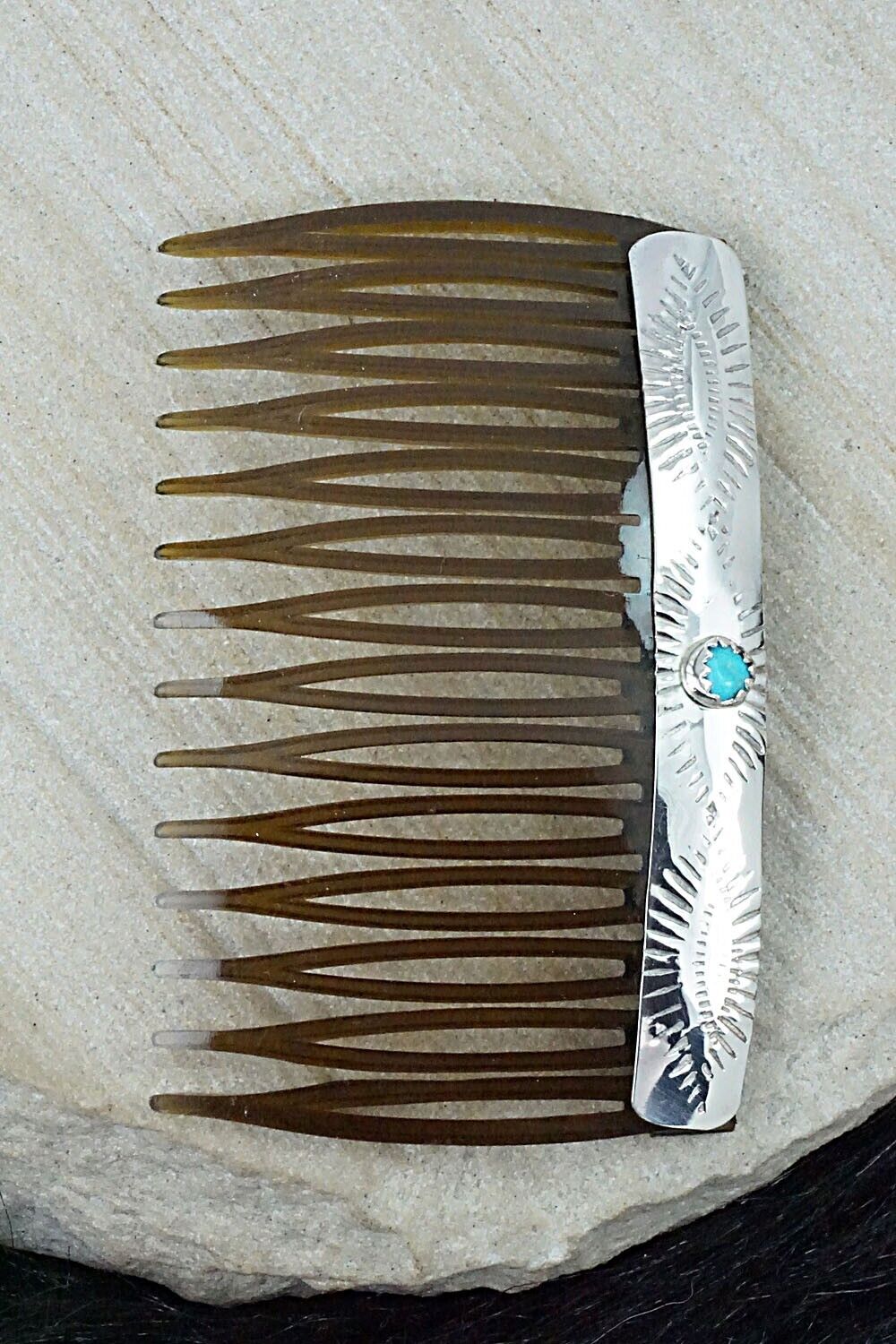 Turquoise & Sterling Silver Hair Combs - Randall Dalgai
