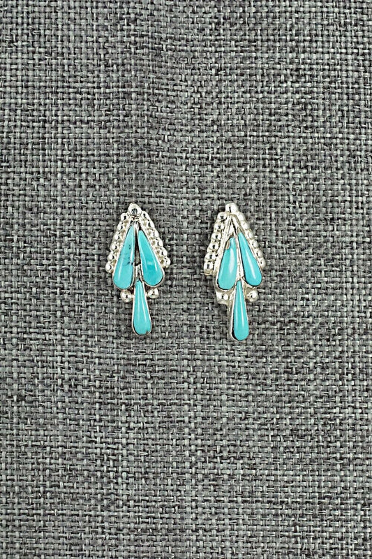 Turquoise & Sterling Silver Earrings - Vincent Hooee