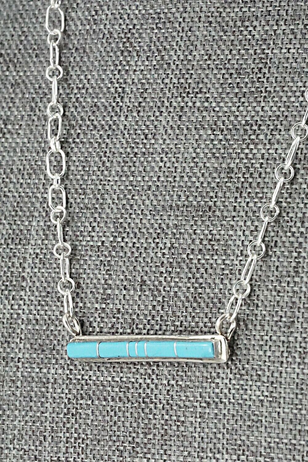 Turquoise & Sterling Silver Necklace - Roland Natachu