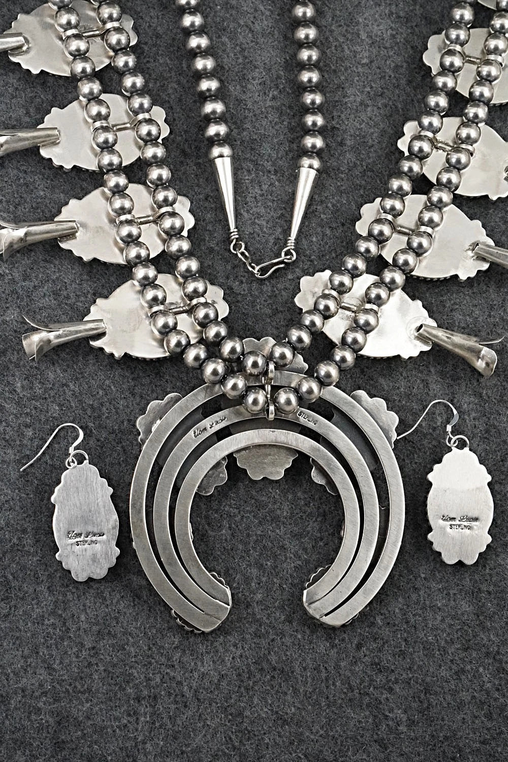 Turquoise & Sterling Silver Squash Blossom Set - Tom Lewis