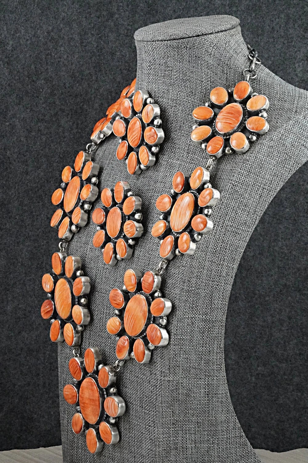 Spiny Oyster & Sterling Silver Necklace and Earrings Set - Darrin Livingston