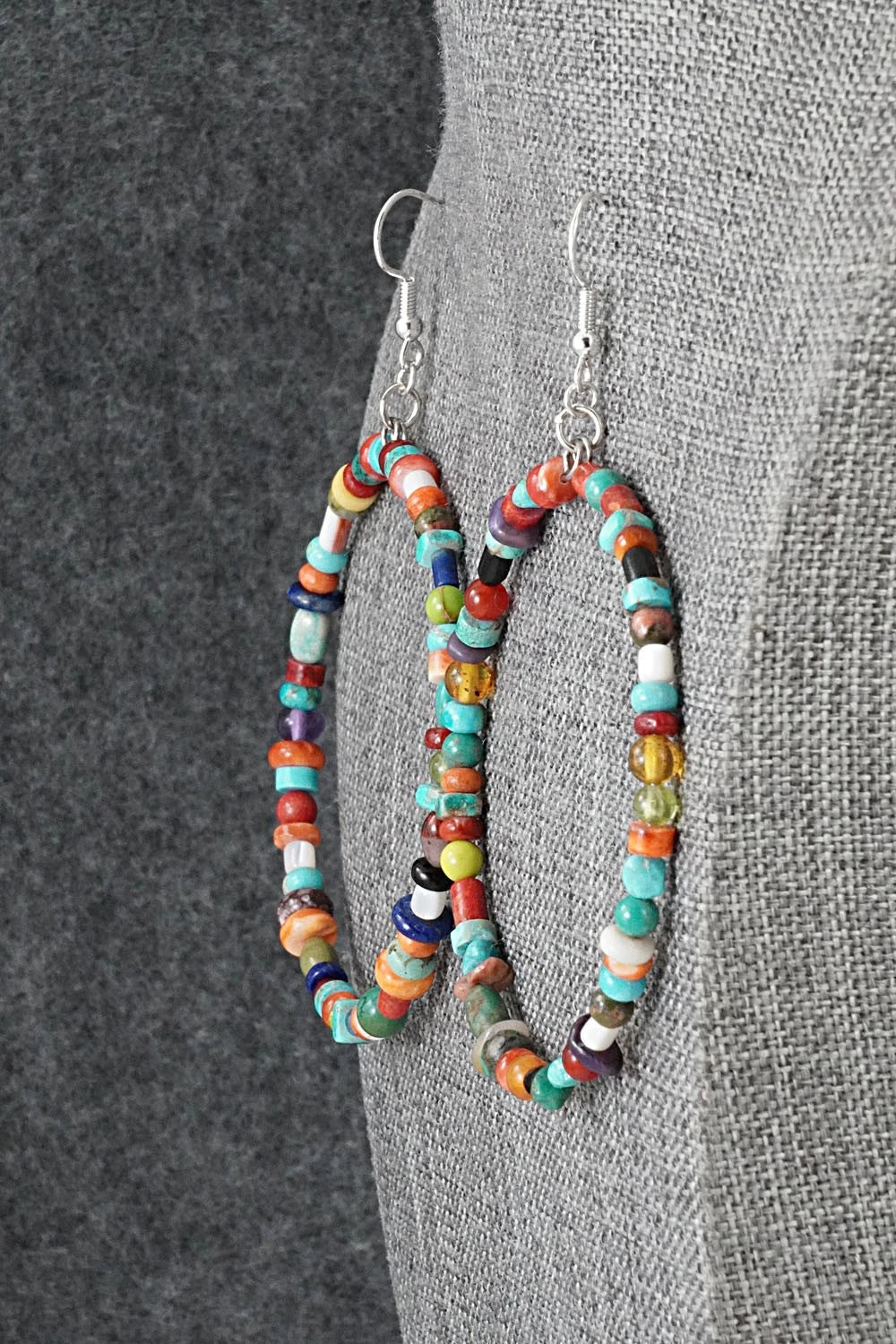 Multi-Stone & Sterling Silver Earrings - Helen Tsosie