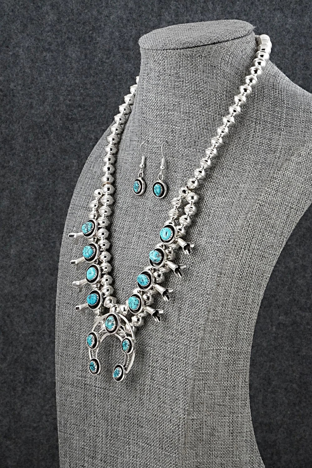 Turquoise & Sterling Silver Squash Blossom Set - Phil Garcia