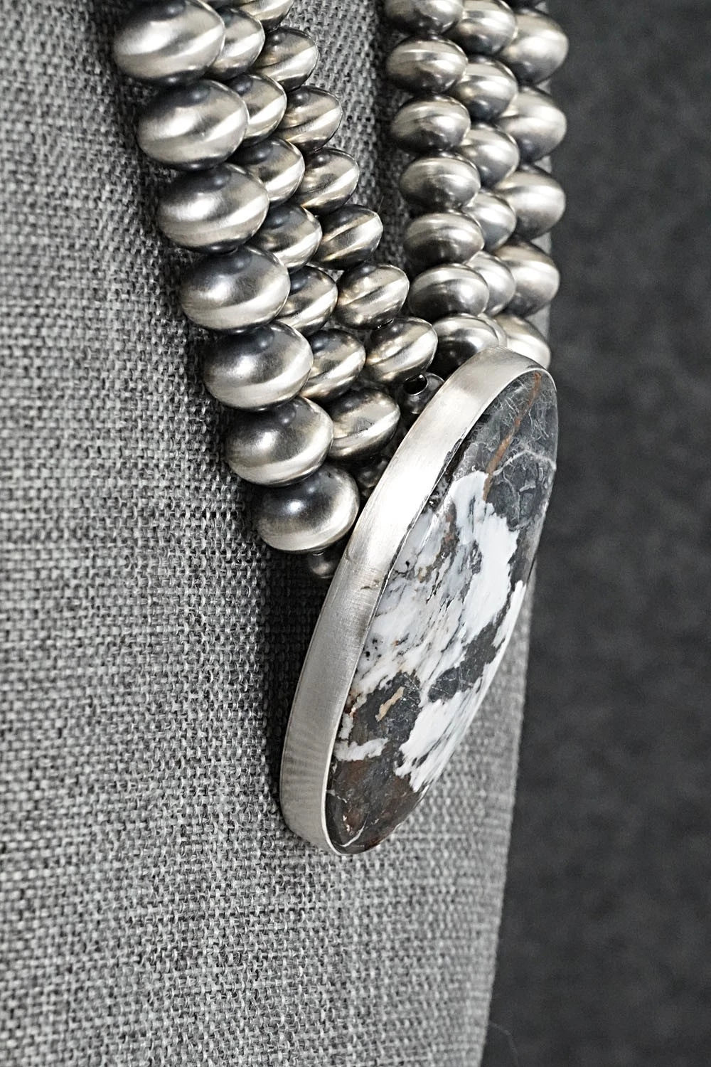 White Buffalo & Sterling Silver Navajo Pearl Necklace - Gruber & Halwood