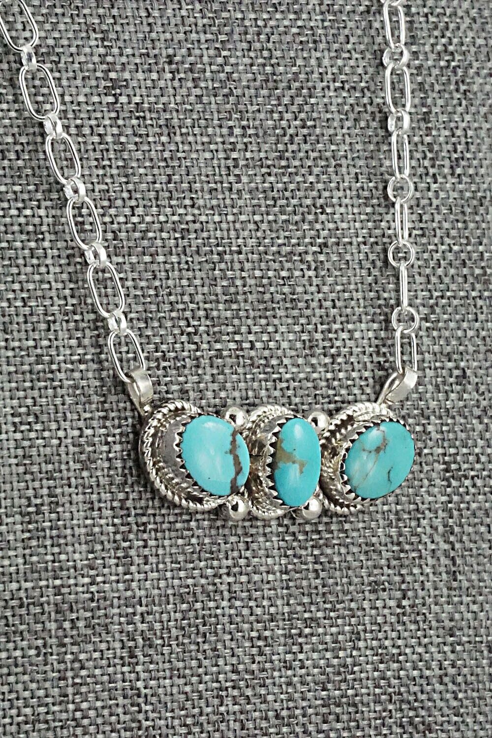 Turquoise & Sterling Silver Necklace - Ernest Hawthorne