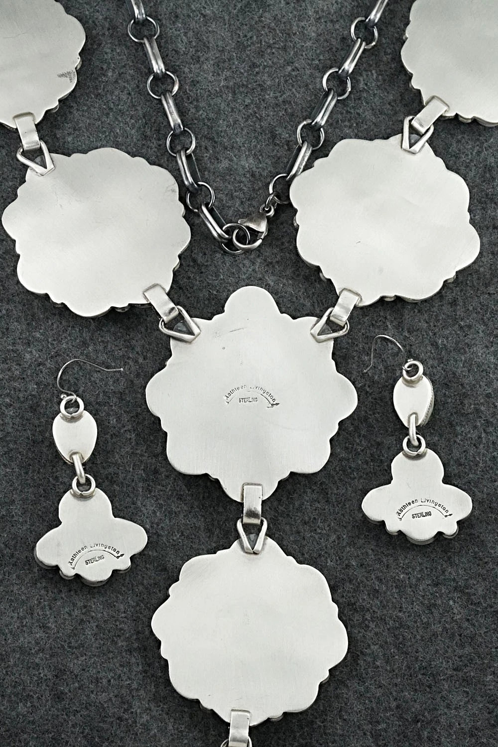 Turquoise & Sterling Silver Necklace and Earrings Set - Kathleen Livingston