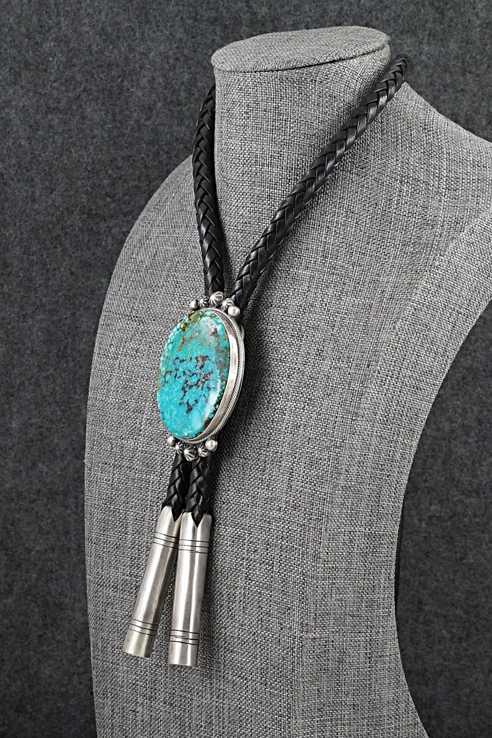 Turquoise & Sterling Silver Bolo Tie - Bobby Johnson