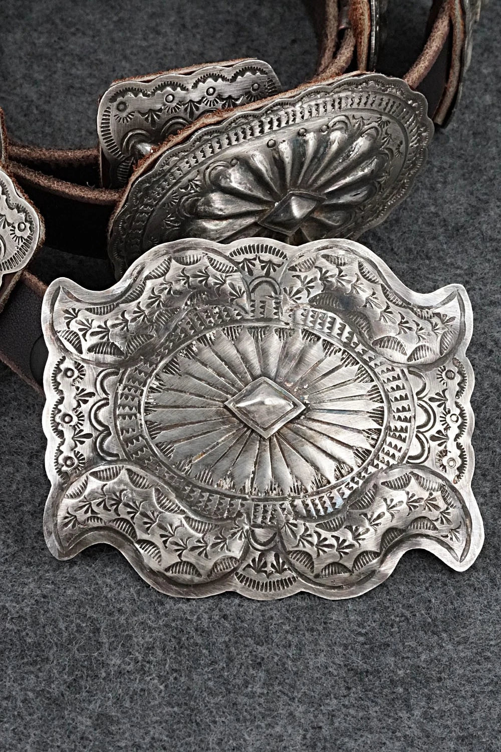 Sterling Silver & Leather Concho Belt - Dan Morgan