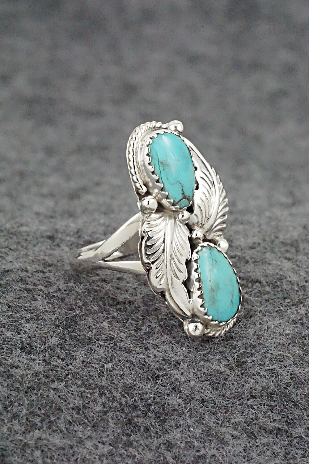 Turquoise & Sterling Silver Ring - Jerryson Henio - Size 7.5