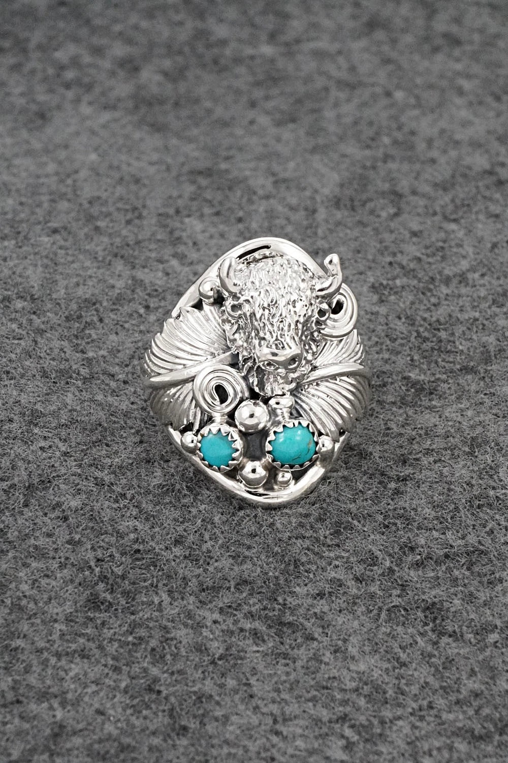 Turquoise & Sterling Silver Ring - Darrell Morgan - Size 9.5