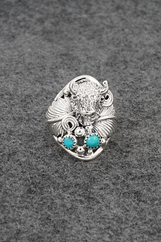 Turquoise & Sterling Silver Ring - Darrell Morgan - Size 9.5