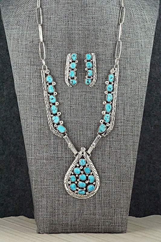 Turquoise & Sterling Silver Necklace and Earrings Set - Darlene Begay