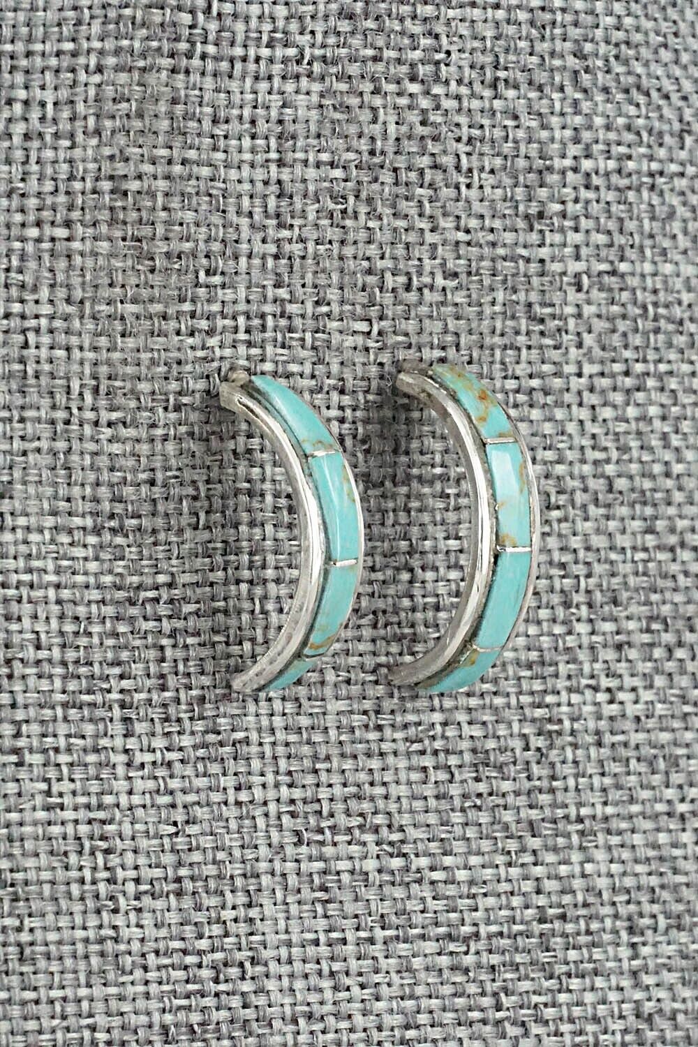 Turquoise & Sterling Silver Hoop Earrings - Alton Tom