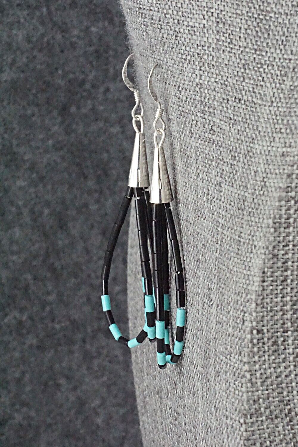 Jet, Turquoise & Sterling Silver Earrings - Ramona Bird