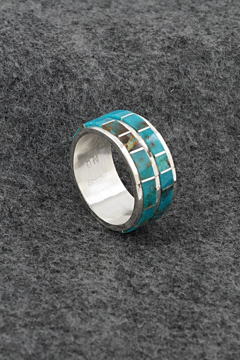 Turquoise & Sterling Silver Ring - Darlene Noble - Size 11.5