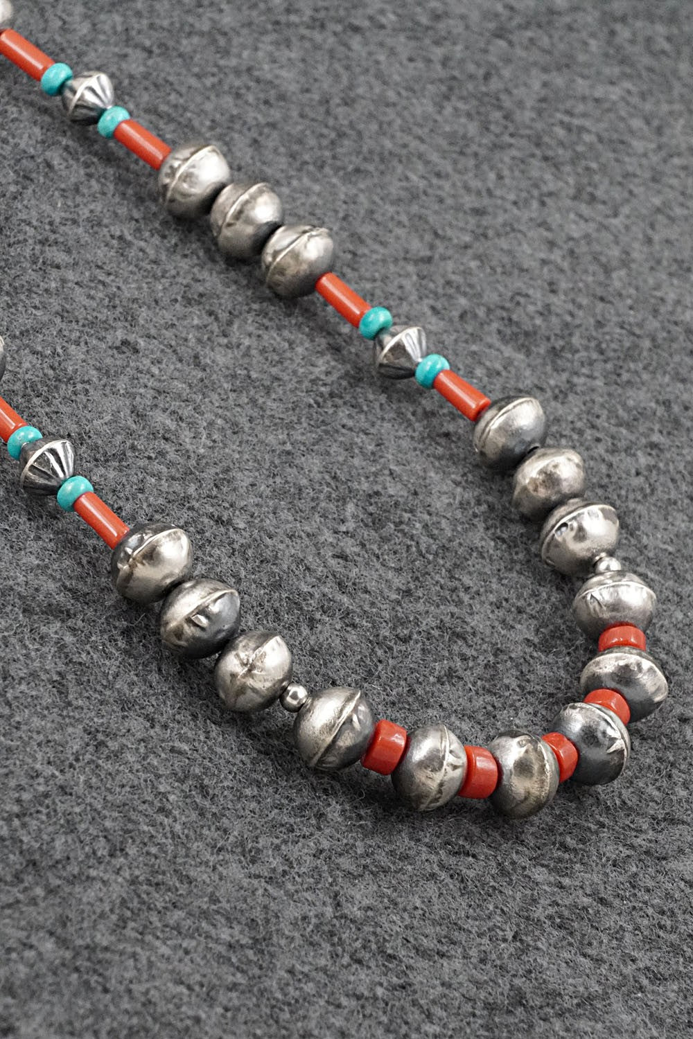 Multi-Stone & Sterling Silver Navajo Pearl Necklace 20" - Vintage