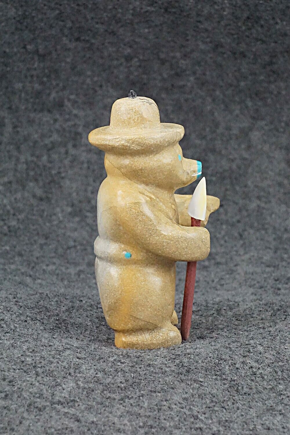 Smokey Bear with Shovel Zuni Fetish Carving - Enrike Leekya