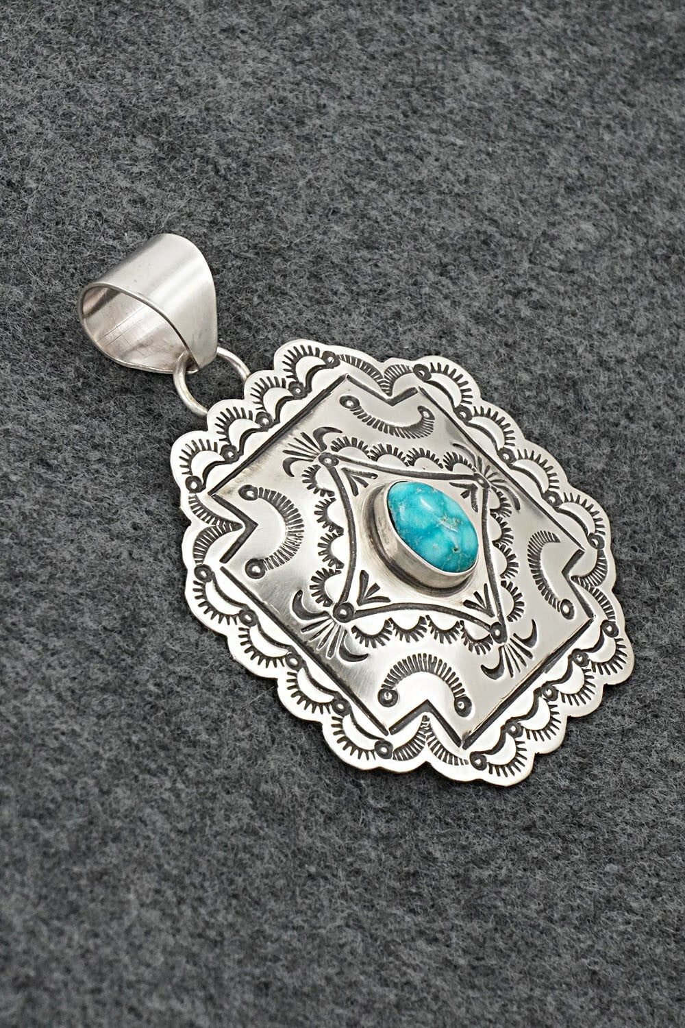 Turquoise & Sterling Silver Pendant - Arnold Blackgoat