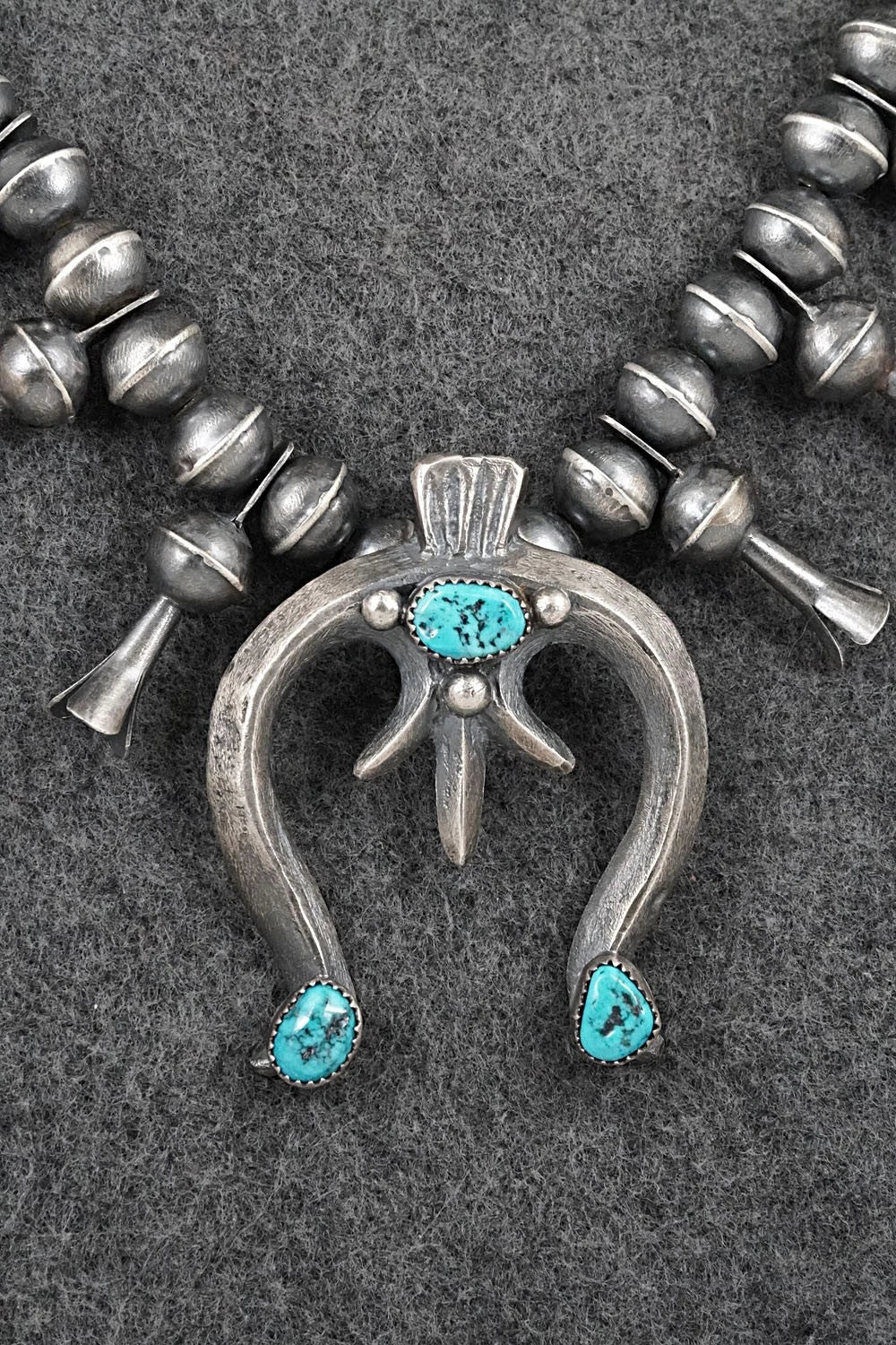 Turquoise & Sterling Silver Squash Blossom Set - Gilbert Martin
