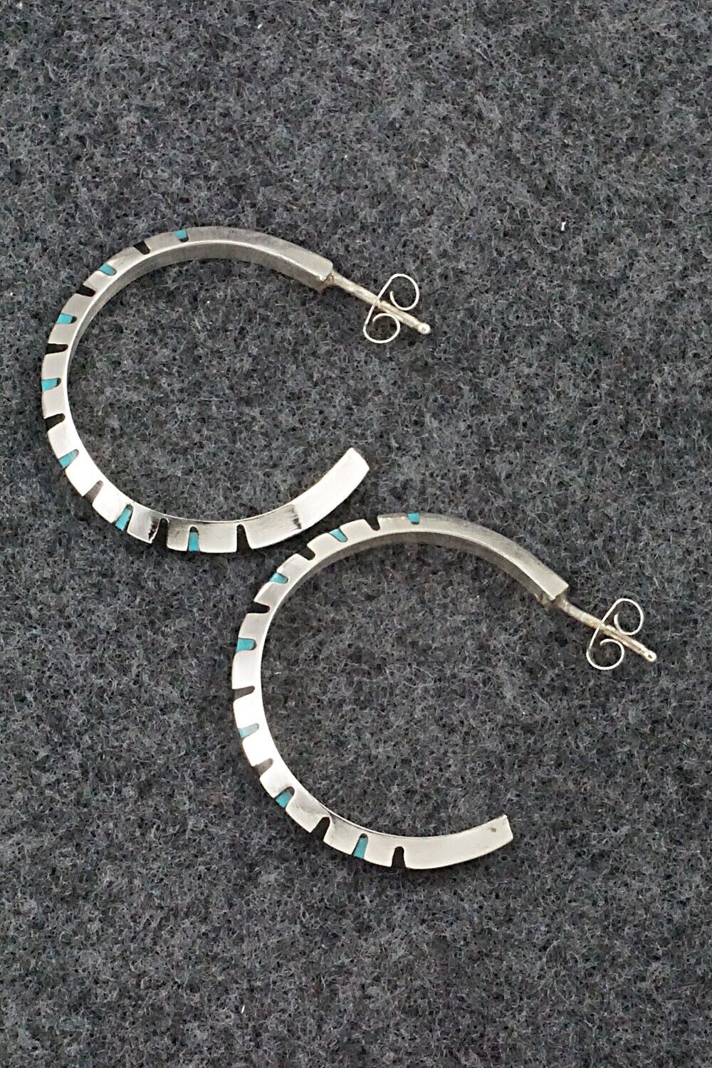Turquoise, Onyx & Sterling Silver Earrings - Gilbert Weebothee