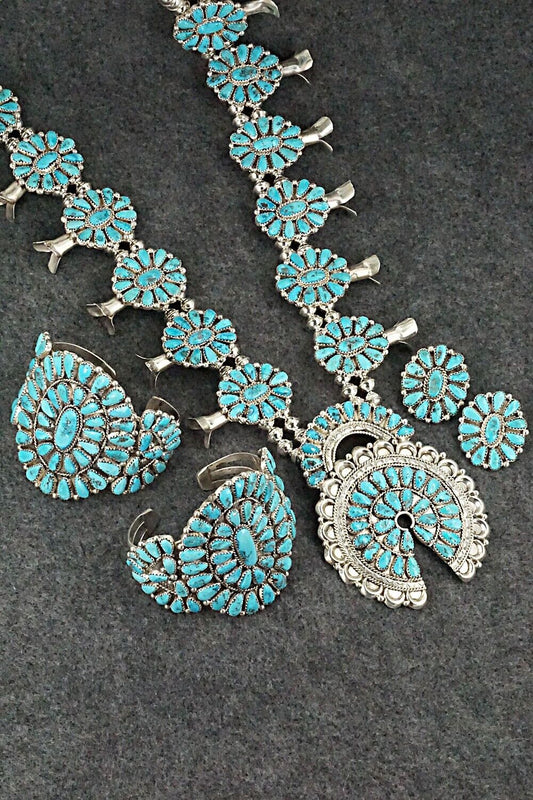 Turquoise & Sterling Silver Squash Blossom Set - Eunise Wilson