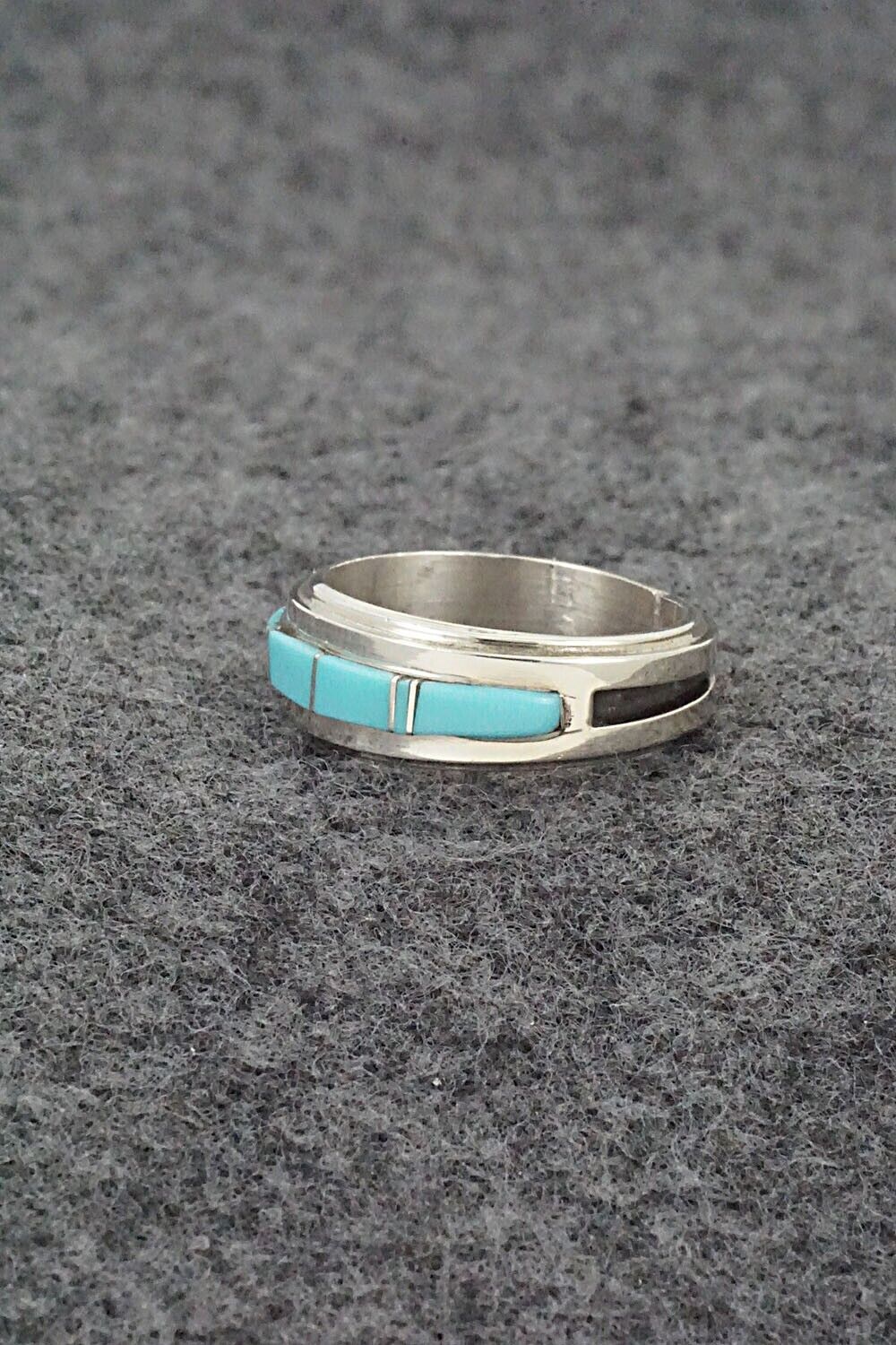 Turquoise & Sterling Silver Inlay Ring - Wilbert Muskett Jr. - Size 6