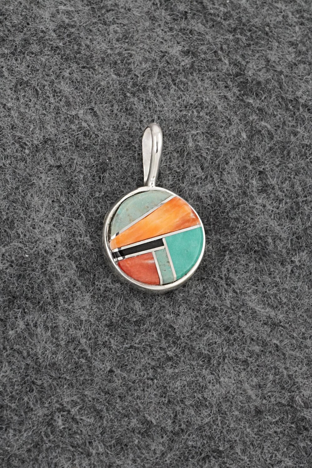 Turquoise, Spiny Oyster & Sterling Silver Pendant - Joseph Martinez