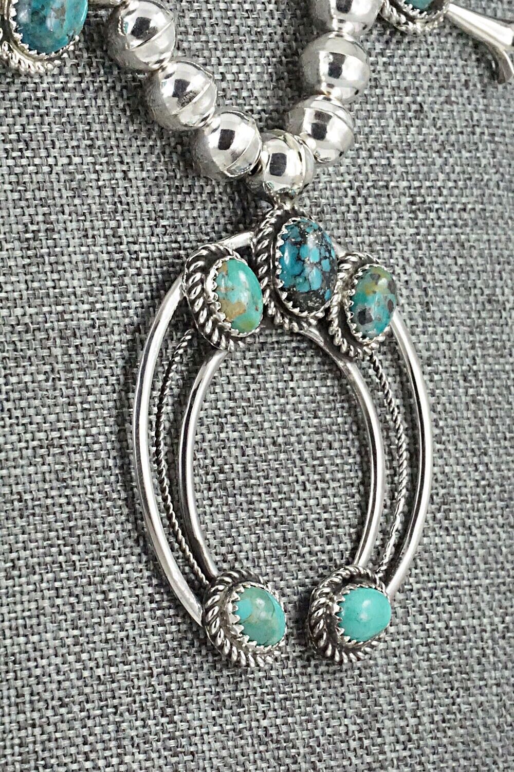 Turquoise & Sterling Silver Squash Blossom Necklace - Phil Garcia