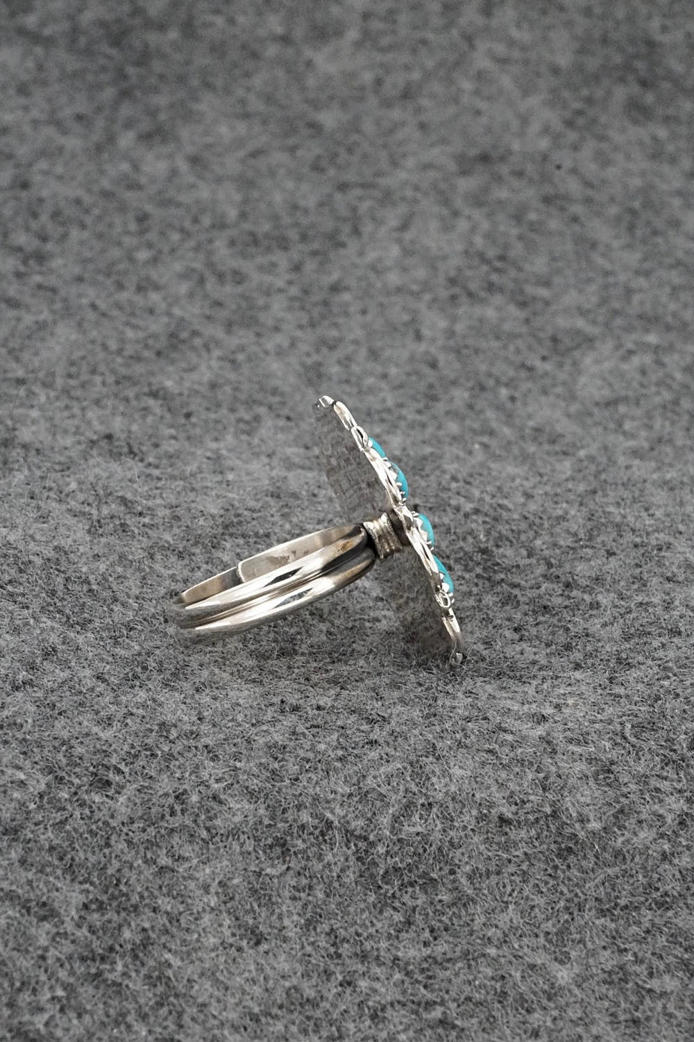 Turquoise & Sterling Silver Ring - Gerald Mitchell - Size Adjustable