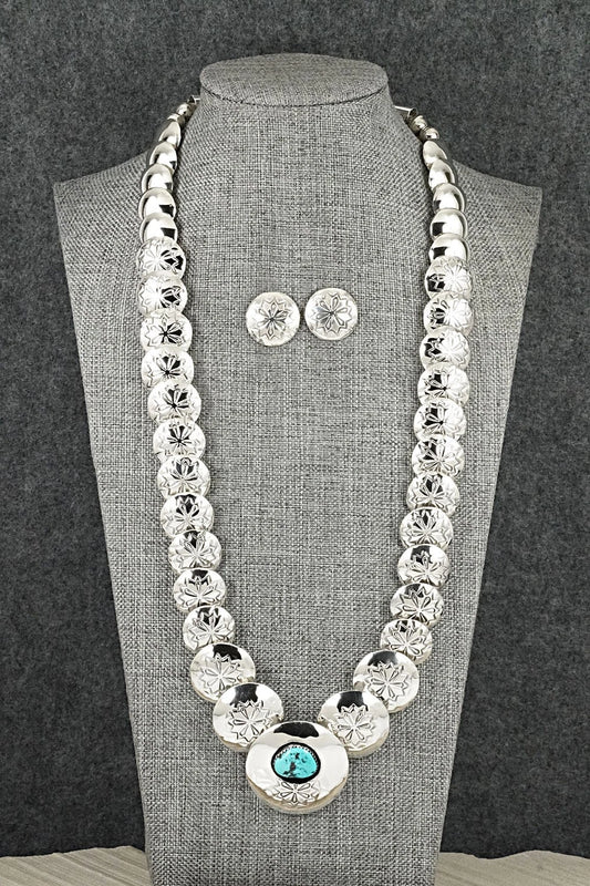 Turquoise Sterling Silver Necklace and Earrings Set - Tim Thompson