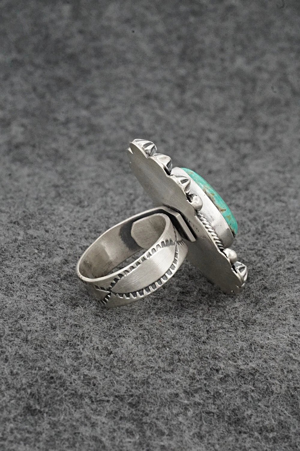 Turquoise & Sterling Silver Ring - Cordell Platero - Size Adjustable